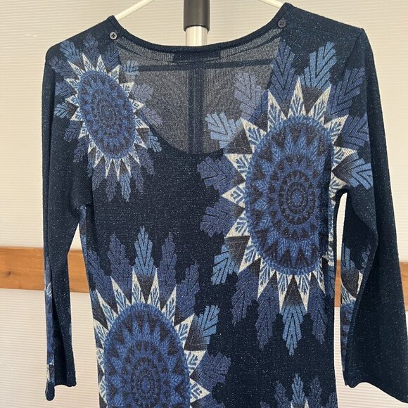 Desigual Helen Mandala Sequin Print 3/4 Sleeve Knit Mini Scoop Neck Dress Sz M - Picture 10 of 13